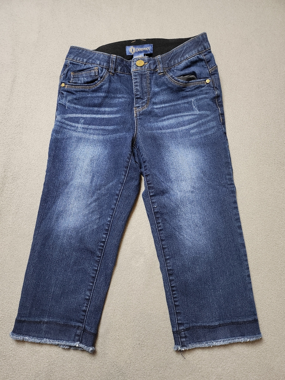 DEMOCRACY Crop Blues Jeans Ab-solution Stretch Capri Sz 0